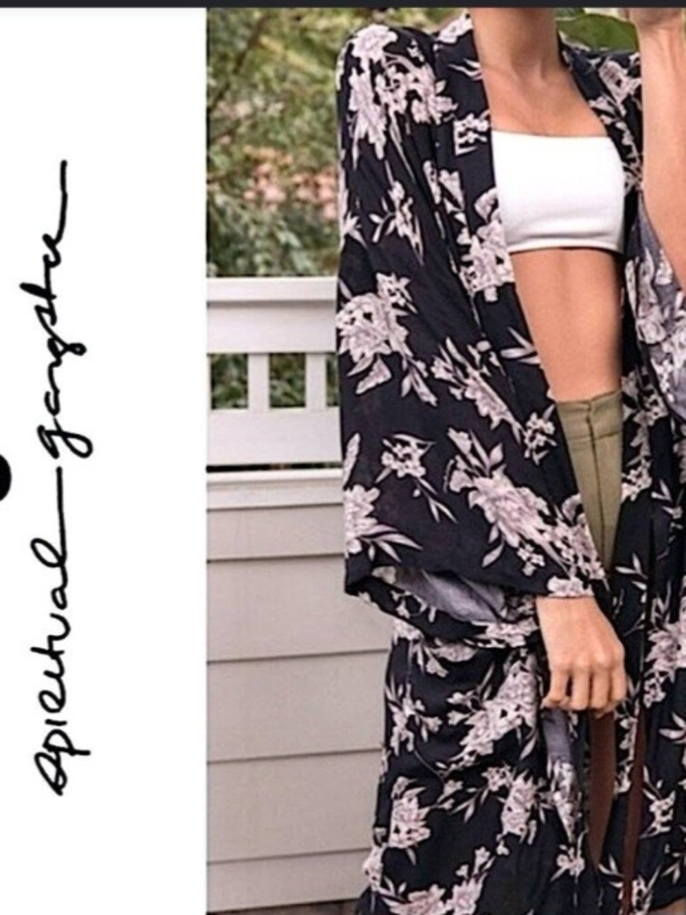 Spiritual Gangster Black Floral Kimono Robe